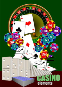 Casino elements with domino image. 3d vector illustration